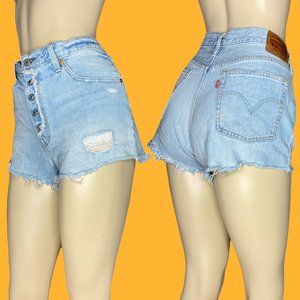 Levi’s 501 Light Wash Denim Button-fly Cutoff Jean Shorts